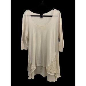 Torrid Linen Cotton Blend Tunic With Lace Accents Layered Size 2 - 2X 18 Flowy